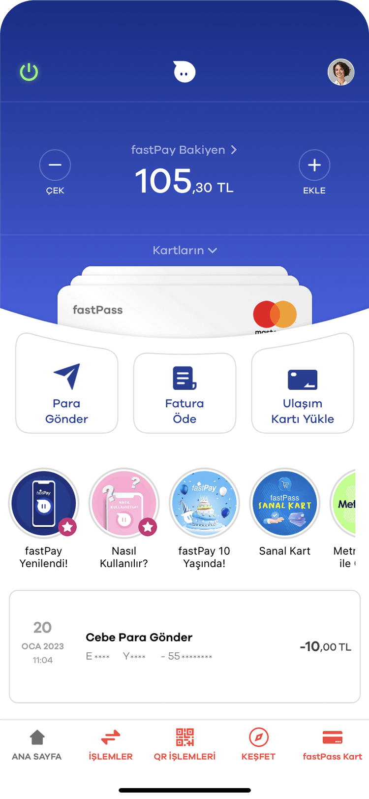 fastPay ana ekranında Para Gönder'i seç.